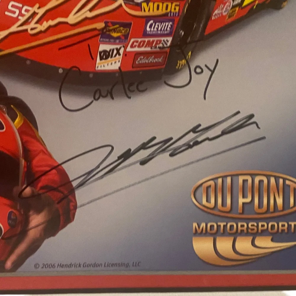 Jeff Gordon autographed & framed picture. Excellent condition.